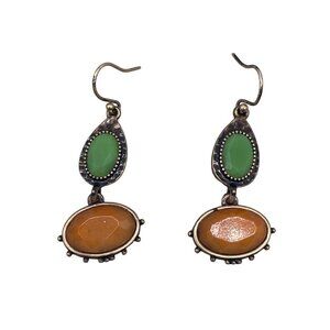 Silver Forest Shell Dangle Drop Earrings Floral Engraved Back Hook Closure